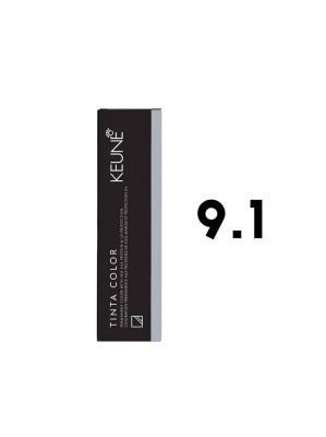 Keune Tinta Color 9.1 - Стойкая краска для волос очень светлый пепельный блондин 60 мл