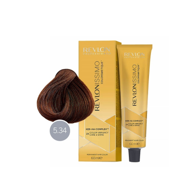 Revlon Revlonissimo Colorsmetique 5.34 - Перманентная краска для волос светло-коричневый золотисто-медный 60 мл