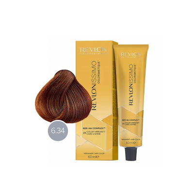 Revlon Revlonissimo Colorsmetique 6.34 - Перманентная краска для волос темный блонд золотисто-медный 60 мл