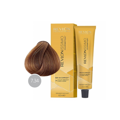 Revlon Revlonissimo Colorsmetique 7.34 - Перманентная краска для волос блонд золотисто-медный 60 мл