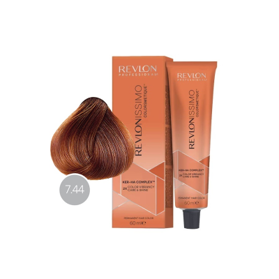 Revlon Revlonissimo Colorsmetique 7.44 - Перманентная краска для волос блонд интенсивно-медный 60 мл