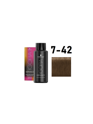 Schwarzkopf Igora Vibrance 7-42 - Краситель тон-в-тон средний русый бежевый пепельный 60 мл
