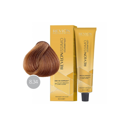 Revlon Revlonissimo Colorsmetique 8.34 - Перманентная краска для волос светлый блонд золотисто-медный 60 мл