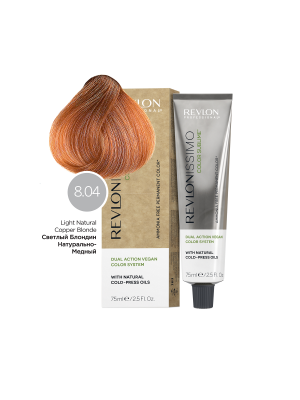 Revlon Revlonissimo Color Sublime 8.04 - Перманентный краситель без аммиака светлый блонд натурально-медный 75 мл