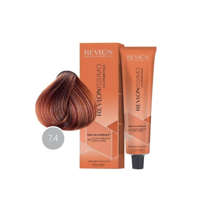 Revlon Revlonissimo Colorsmetique 7.4 - Перманентная краска для волос блонд медный 60 мл