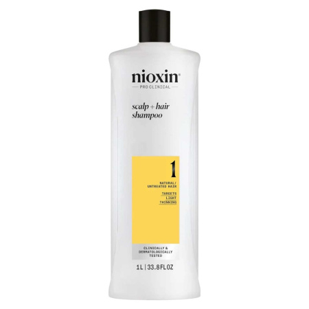 Nioxin System 1 Shampoo - Очищающий шампунь для натуральных волос с тенденцией к истончению
