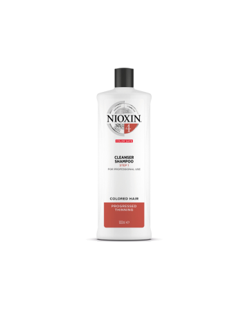 Nioxin System 4 Shampoo - Очищающий шампунь для окрашенных истонченных волос 1000 мл
