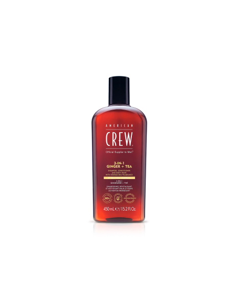American Crew 3-in-1 Ginger + Tea - Шампунь, кондиционер и гель для душа с ароматом имбиря и зеленого чая