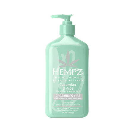 Hempz Beauty Actives Cucumber & Aloe Moisturizer - Молочко для тела с церамидами и В3 Огурец и Алое 500 мл